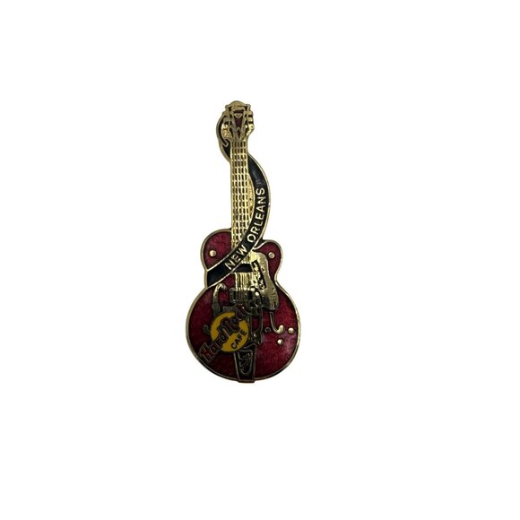 Hard Rock Cafe New Orleans Guitar Pin  Collectible Souvenir  Gold & Red - Picture 5 of 6